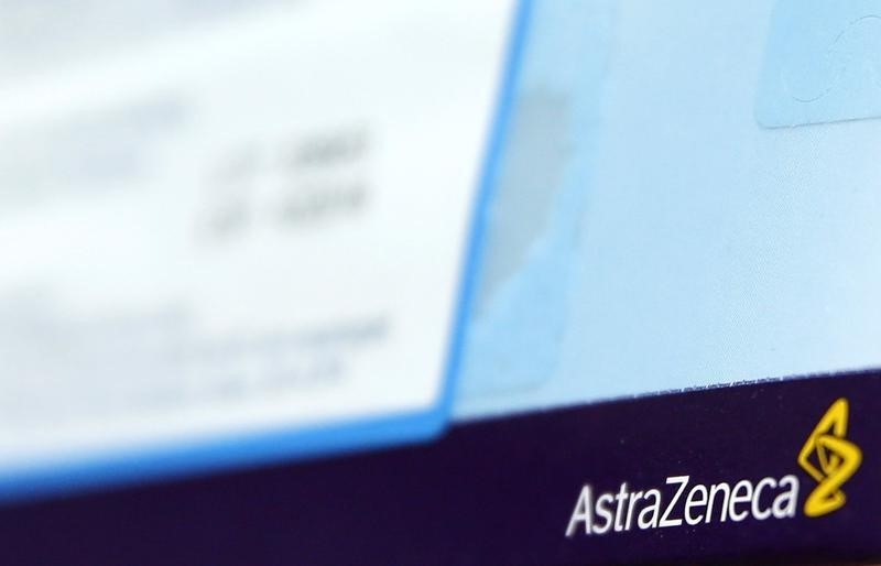 © Reuters. The logo of AstraZeneca is seen on medication packages in a pharmacy in London