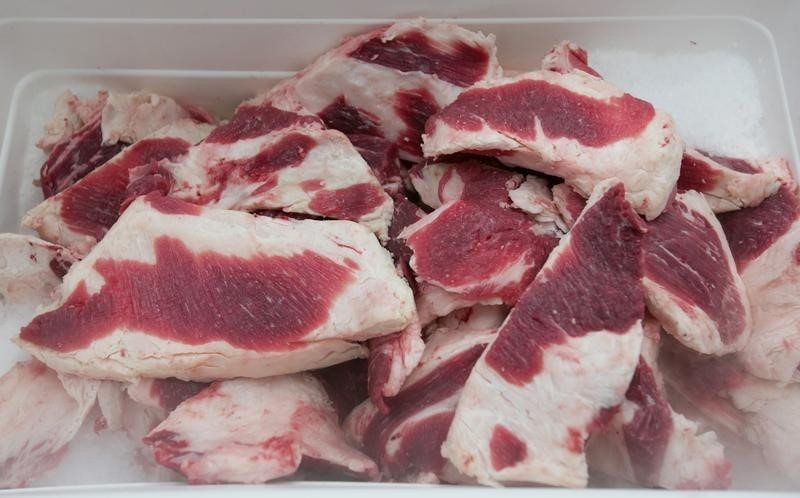 © Reuters. Boneless beef trimmings that average about 70% fat from which lean, finely textured beef (LFTB) is created from is pictured at the Beef Products Inc (BPI) facility in South Sioux City
