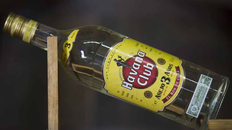 © Reuters. A Havana Club rum bottle is displayed at a cellar of the Havana Club Distillery in San Jose de las Lajas, Cuba