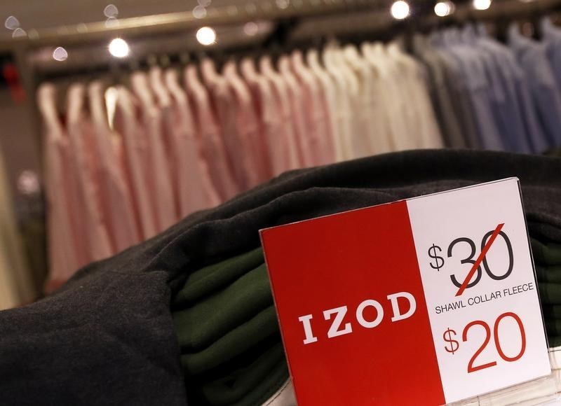 © Reuters. Price markdowns are seen in the Izod section at the J.C. Penney Herald Square department store location is seen in New York