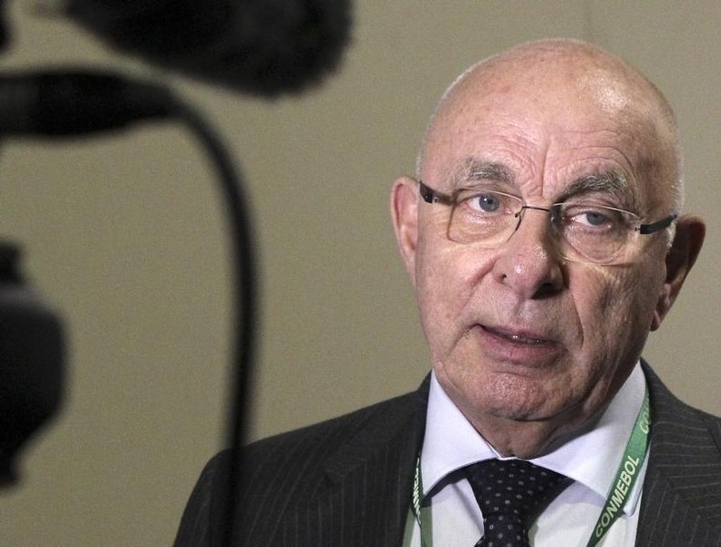 © Reuters. KNVB President Michael Van Praag is pictured after the CONMEBOL ordinary congress in Luque