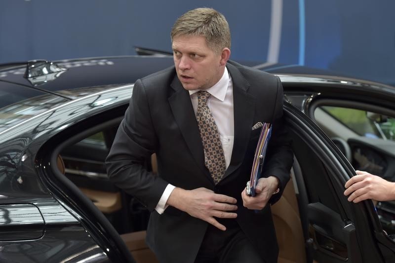 © Reuters. Slovakia's PM Fico arrives at a European Union leaders summit in Brussels