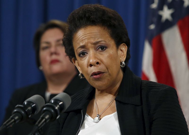 © Reuters. Lynch takes questions during a news conference in Washington