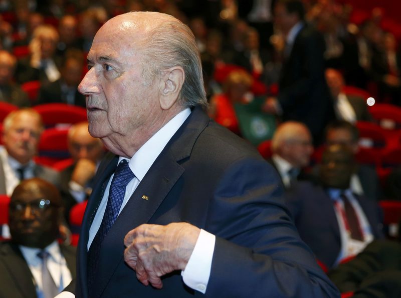 © Reuters. FIFA President Blatter arrives for opening ceremony of 65th FIFA Congress in Zurich