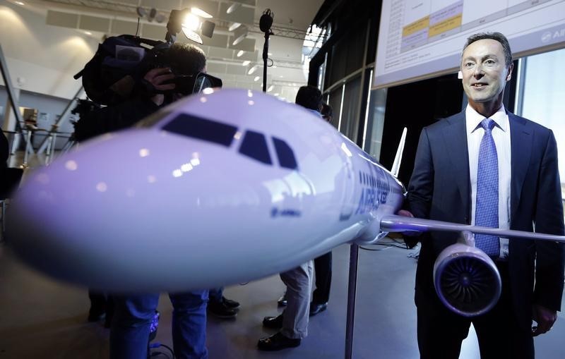 © Reuters. AIRBUS ATTEND PLUSIEURS CENTAINES DE COMMANDES AU BOURGET