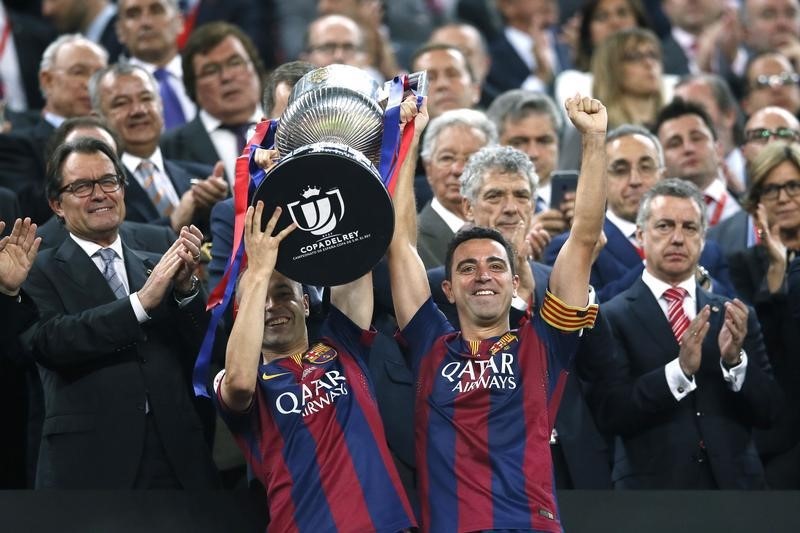 © Reuters. Xavi aspira a la despedida perfecta del Barça con una victoria ante la Juve