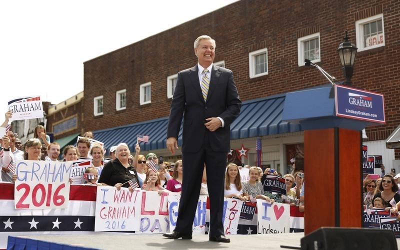 © Reuters. Lindsey Graham, senador da Carolina do Sul, anuncia candidatura à Presidência dos EUA