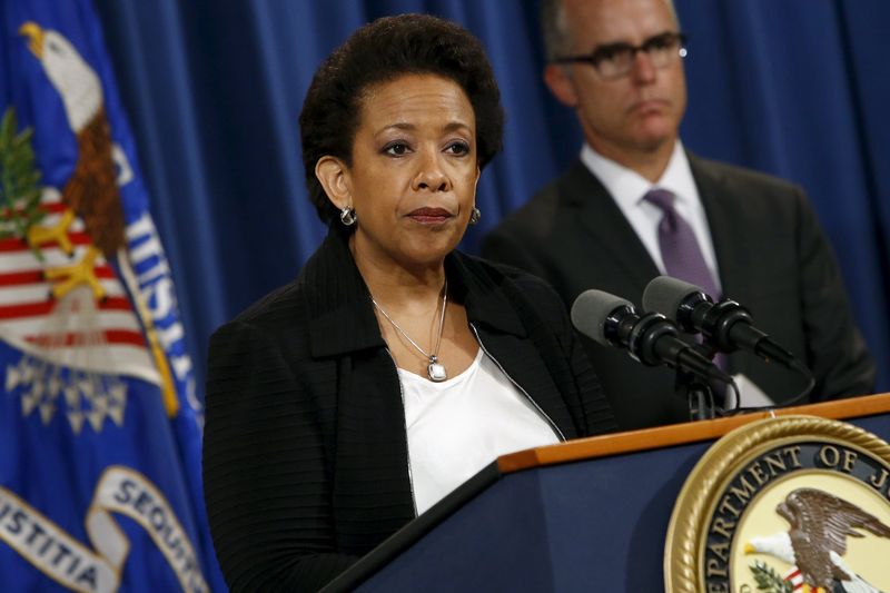 © Reuters. وزيرة العدل الأمريكية ترفض التعليق على تحقيقات الفيفا وبلاتر