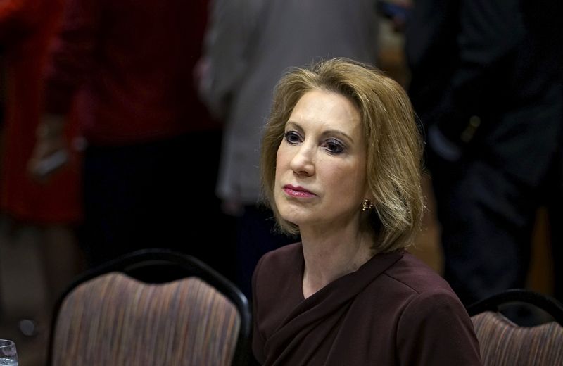 © Reuters. Fiorina, Republican presidential candidate, looks on at the Southern Republican Leadership Conference in Oklahoma City