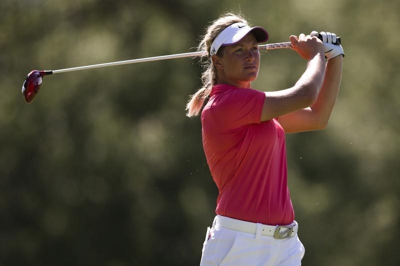 © Reuters. Pettersen of Norway hits from the fifth tee during the Manulife Financial LPGA Classic women's golf tournament in Waterloo