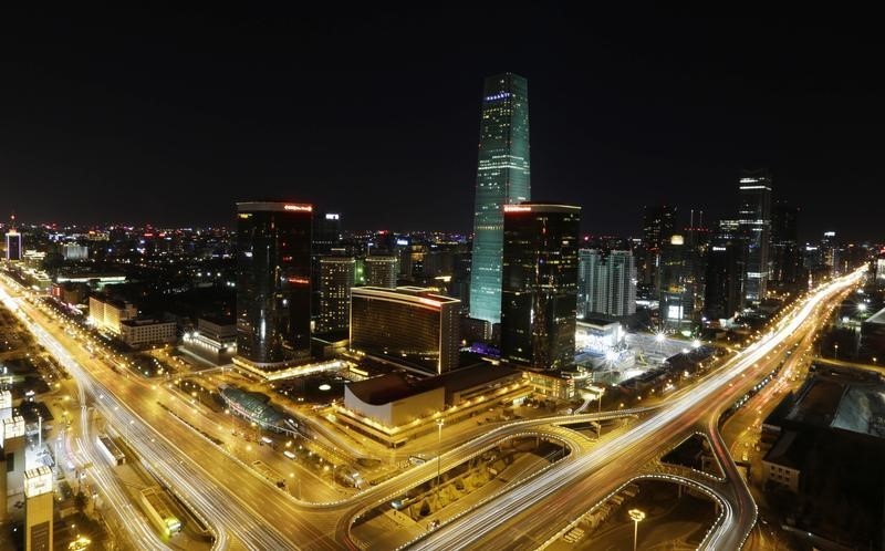 © Reuters. A general view of the China World Trade Centre Tower III is seen before Earth Hour in Beijing