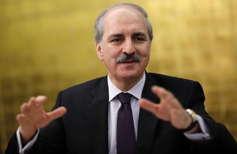 © Reuters. AKP Deputy Chairman responsible for Economic Affairs Numan Kurtulmus talks to foreign media in Ankara