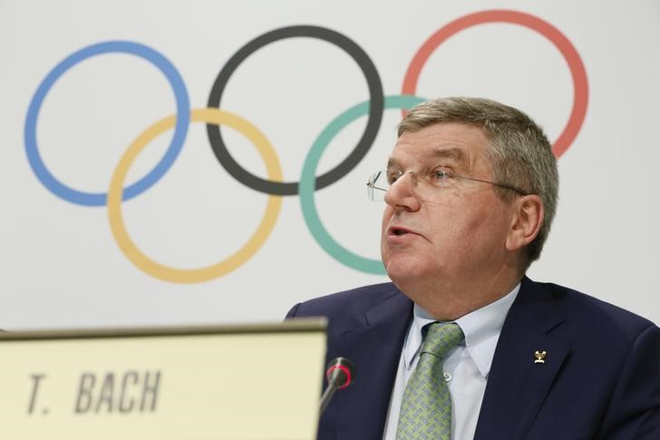 © Reuters. Presidente do COI, Thomas Bach, em entrevista em Lausanne