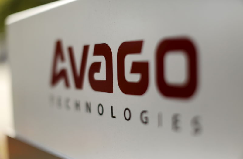© Reuters. A sign is seen at the entrance to the headquarters of Avago Technologies in San Jose