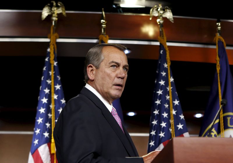 © Reuters. House Speaker John Boehner (R-OH) arrives at a news conferenceon Capitol Hill