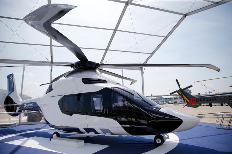 © Reuters. An H160 prototype of Airbus Helicopters is seen on a static display two days before the opening of the 51st Paris Air Show at Le Bourget airport near Paris