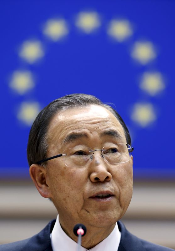 © Reuters. بان جي مون: حكم الجنائية الدولية بحق البشير يجب أن ينفذ