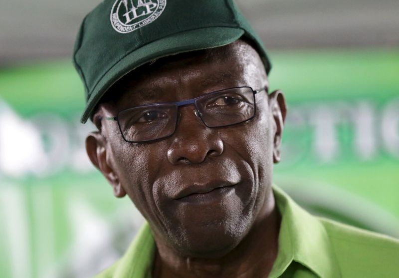 © Reuters. Former FIFA vice-president Jack Warner attends a meeting of his Independent Liberal Party in Lopino