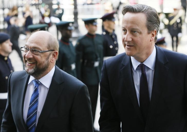 © Reuters. Presidente do Parlamento Europeu e primeiro-ministro britânico em Londres