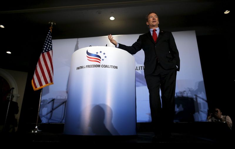 © Reuters. Republican presidential candidate Senator Rand Paul (R-KY) addresses a legislative luncheon held as part of the "Road to Majority" conference in Washington