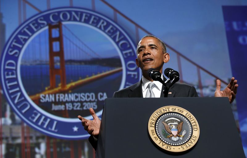 © Reuters. Obama speaks at Mayors Conference in  San Francisco