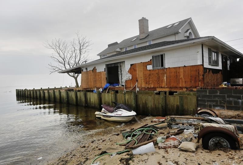 © Reuters. A home is seen damaged from Hurricane Sandy in Lindenhurst, New York