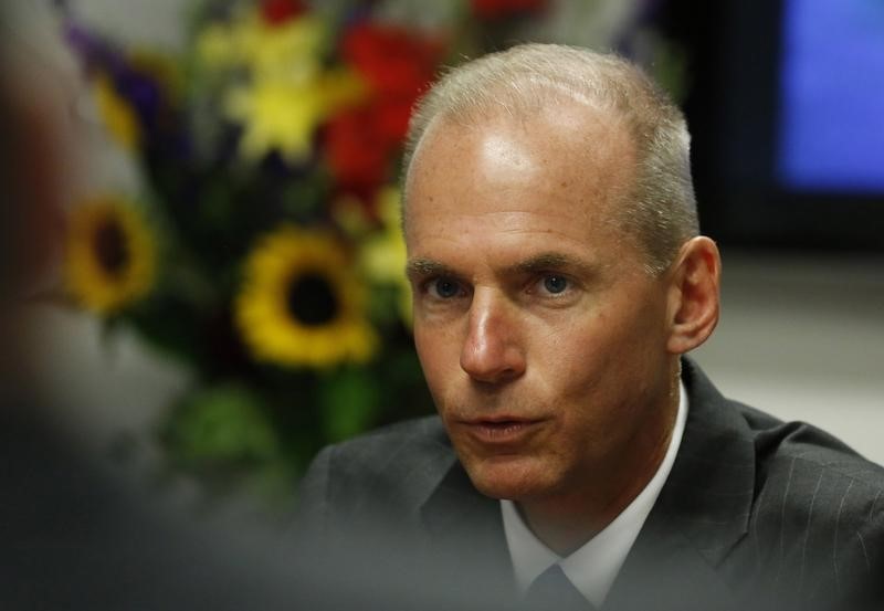 © Reuters. Boeing Vice Chairman and President Muilenburg talks during the last day of the Reuters Aerospace and Defense Summit in Washington