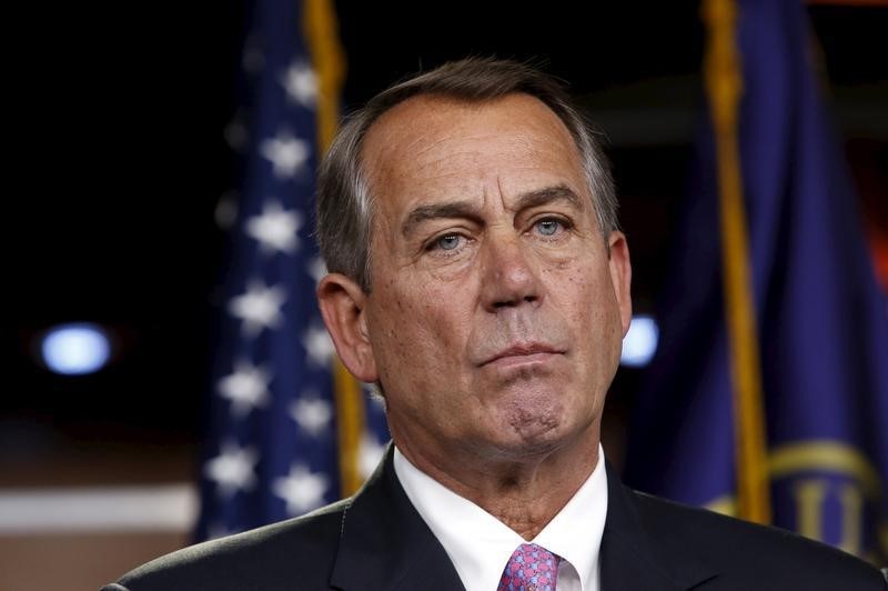 © Reuters. House Speaker John Boehner (R-OH) speaks at a news conferenceon Capitol Hill