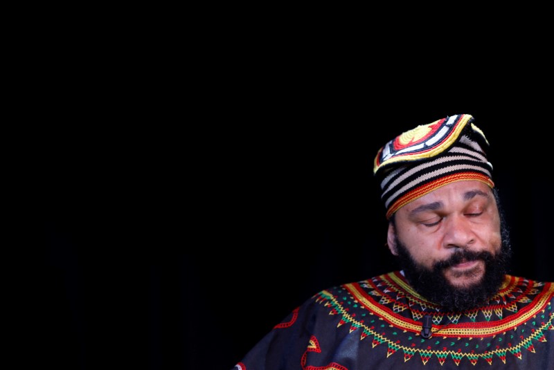 © Reuters. French comedian Dieudonne Dieudonne attends a news conference at the Theatre de la Main d'or in Paris