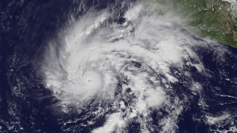 © Reuters. الإعصار ساندرا يضعُف ويصبح عاصفة مدارية قبالة ساحل المكسيك على المحيط الهادي
