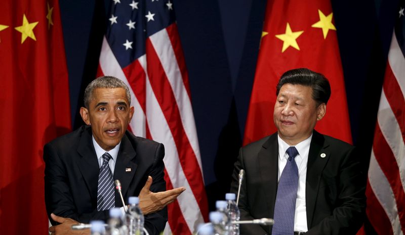 © Reuters. اتفاق أمريكي صيني على السعي لاتفاق بشأن تغير المناخ خلال قمة باريس