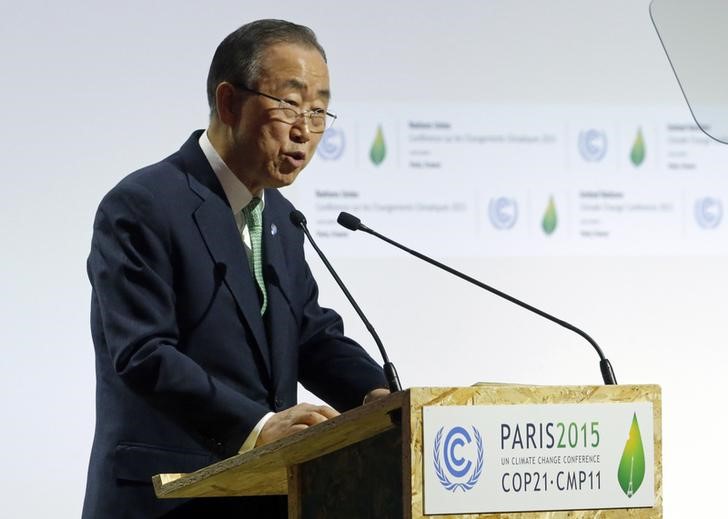 © Reuters. بان جي مون يطالب العالم بتحرك سريع لابطاء تغير المناخ