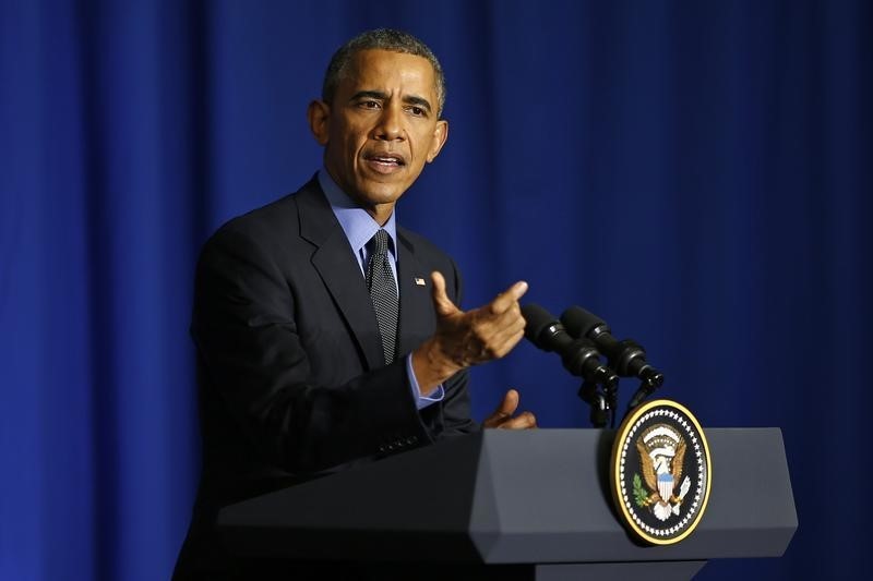 © Reuters. أوباما يرد على انتقاد ترامب لتعليقاته في قمة المناخ