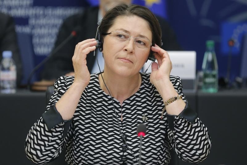 © Reuters. European Union Transport Commissioner-designate Bulc of Slovenia addresses the European Parliament's Committee on Transport and Tourism at the EU Parliament in Strasbourg