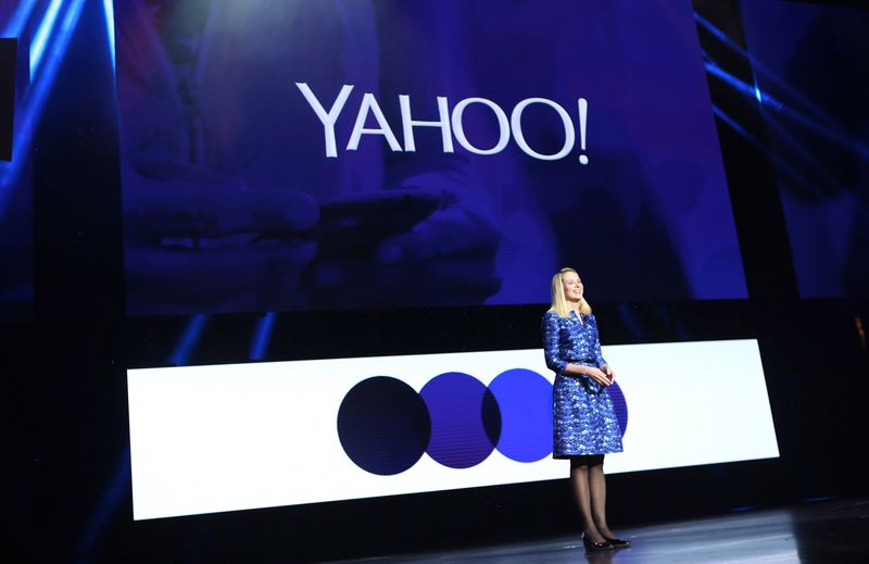© Reuters. Yahoo CEO Marissa Mayer speaks during her keynote address at the annual Consumer Electronics Show (CES) in Las Vegas in this file photo