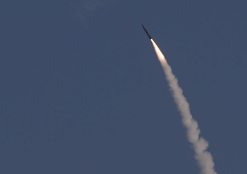 © Reuters. Il lancio di un missile intercettore israeliano 