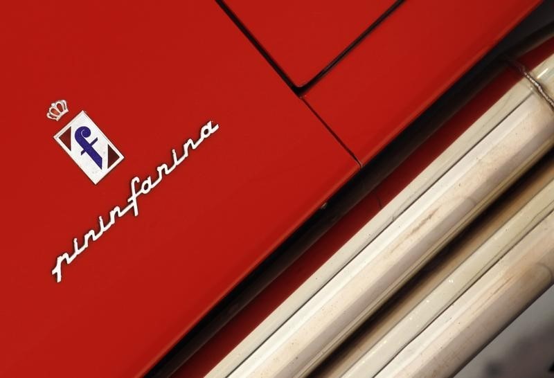 © Reuters. A Pininfarina logo is pictured at the Casa Enzo Ferrari museum during a media preview in Modena