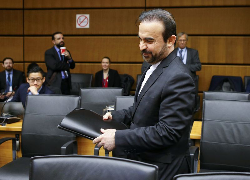 © Reuters. Iran's ambassador to the IAEA Najafi arrives for a board of governors meeting at the IAEA headquarters in Vienna