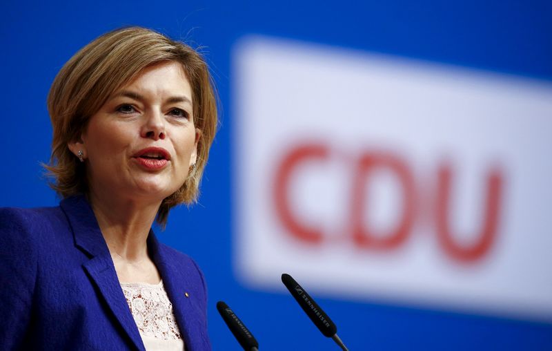 © Reuters. Germany's CDU deputy head Kloeckner makes a speech at the CDU party congress in Karlsruhe