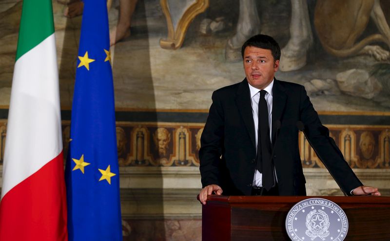 © Reuters. Primeiro-ministro italiano, Matteo Renzi, durante discurso em Roma