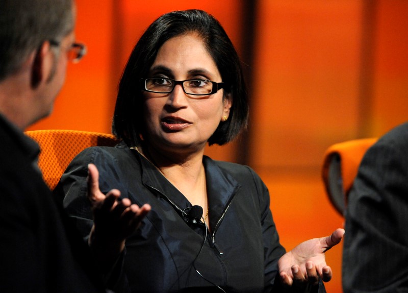 © Reuters. Padmasree Warrior, chief technology officer of Cisco, speaks at the Fortune Tech Brainstorm 2009 in Pasadena, California