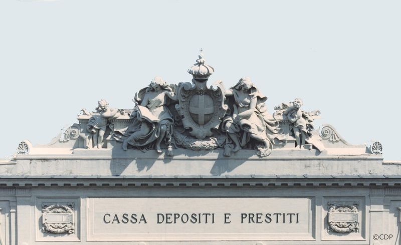 © Reuters. Un particolare della sede di Cdp a Roma