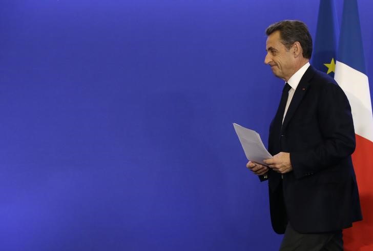 © Reuters. Ex-presidente francês Nicolas Sarkozy após discursar em Paris