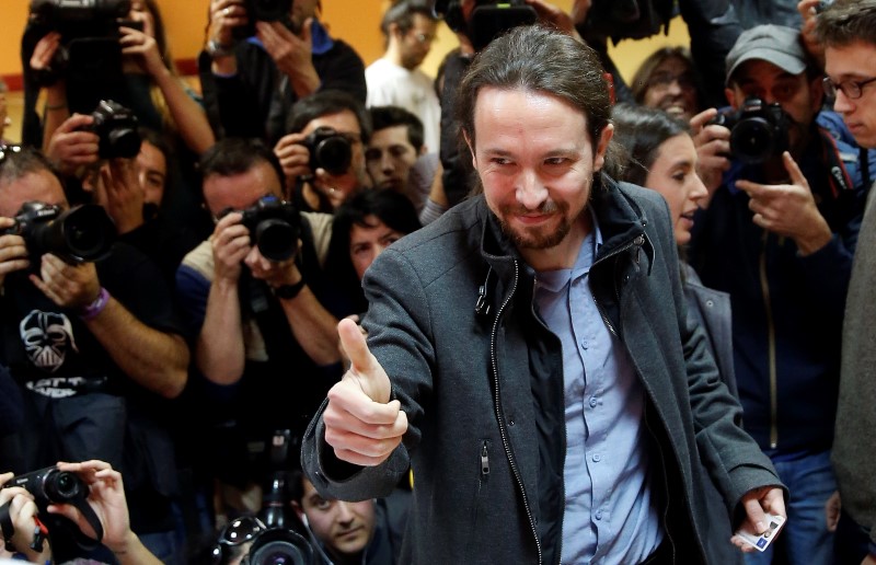 © Reuters. زعيم حزب بوديموس الإسباني يقول إن عهدا سياسيا جديدا بدأ في إسبانيا