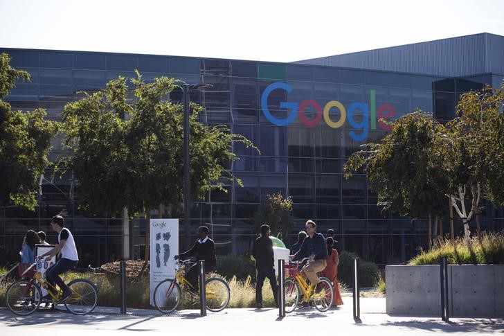 © Reuters. The new Google logo is seen at the Google headquarters in Mountain View, California