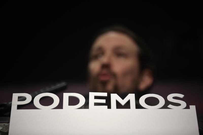 © Reuters. Pablo Iglesias, leader del partito spagnolo Podemos a Madrid