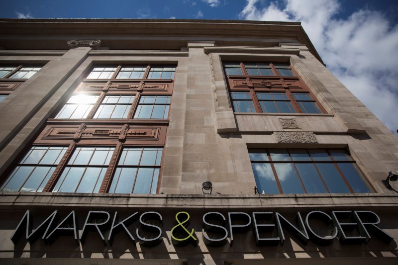 © Reuters. Clothes are displayed at a Marks and Spencer store in central London, Britain 