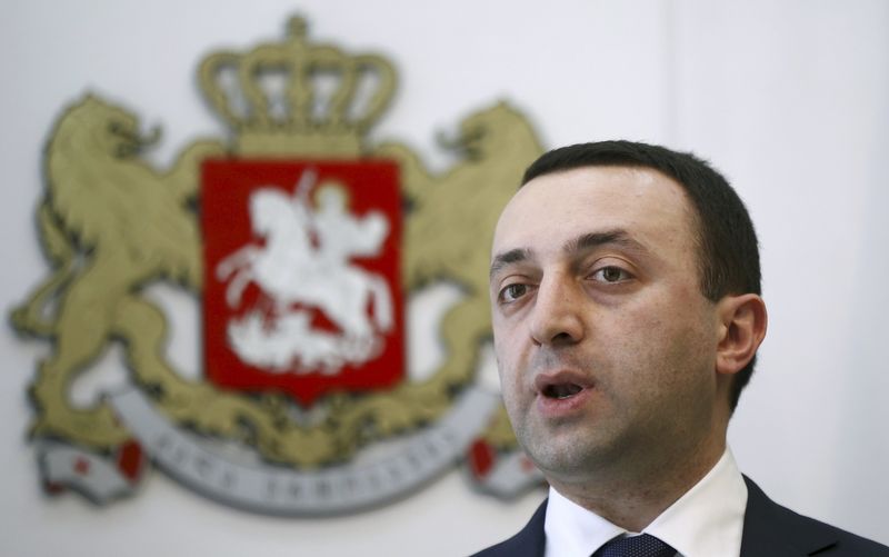 © Reuters. File photo of Georgia's Prime Minister Garibashvili speaking during news conference at his office in Tbilisi