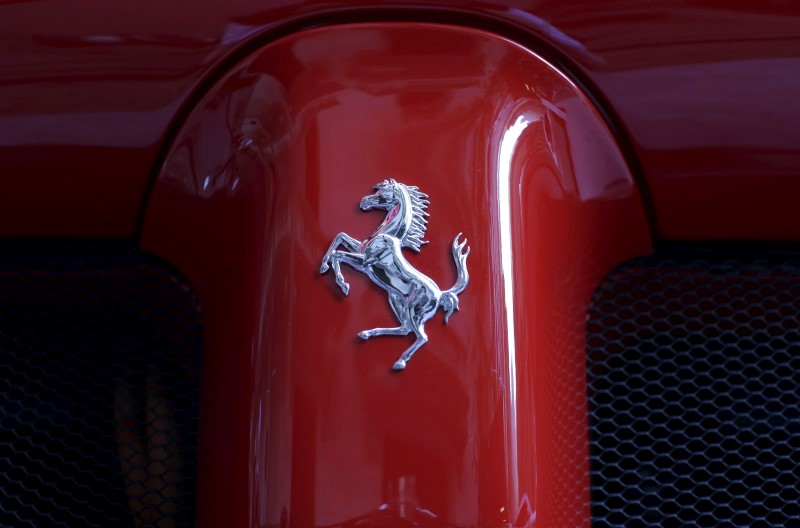 © Reuters. A Ferrari logo is seen on a Ferrari sports car outside NYSE