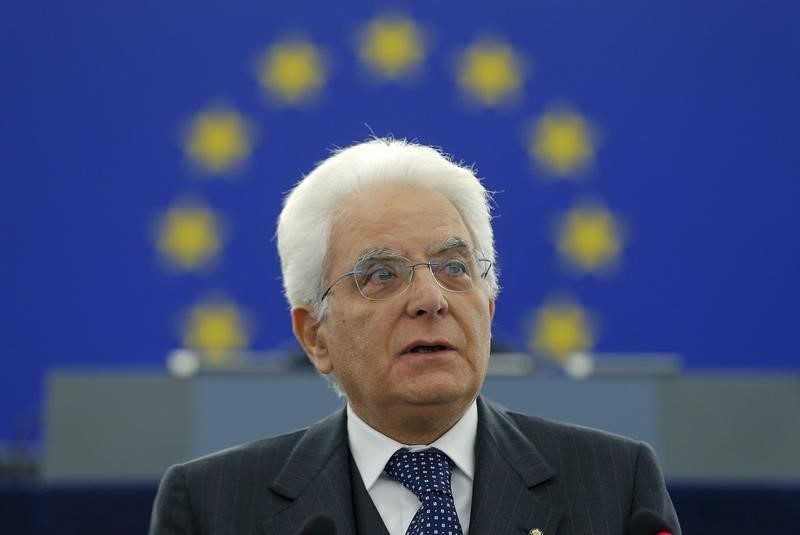 © Reuters. Italian President Mattarella addresses the European Parliament in Strasbourg